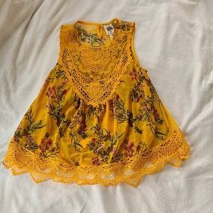 Self esteem small lace floral mesh blouse